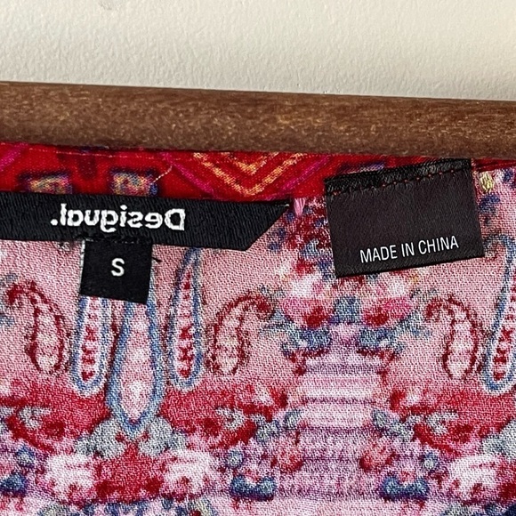 Desigual PERUGIA Boho floral embroidered Batwing v-neck flowy Blouse small - Picture 10 of 15